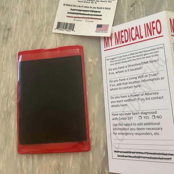 2 Pack. My Medical Info.Refrigerator Magnet. Information Card in Plastic Pouch - Picture 8 of 10